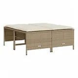 vidaXL Gartenhocker mit Kissen 4 St. 4 x 4 x 4 cm beige
