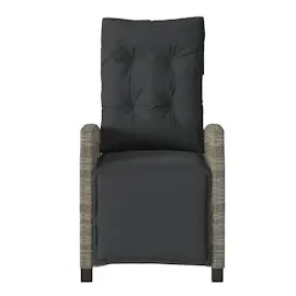 vidaXL Gartensessel mit Fußteil Verstellbar Grau Poly Rattan
