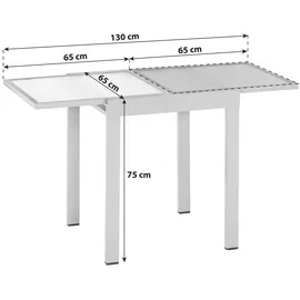 Merxx Balkonausziehtisch 130 x 65 x 75 cm silber/grau