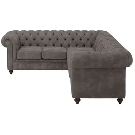 Home Affaire Chesterfield-Sofa »Chesterfield Ecksofa, auch in Leder L-Form« hochwertige Knopfheftung, langer Schenkel links oder rechts wählbar braun
