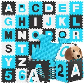 KIDIZ KIDIZ® 86 teilige Puzzlematte Kinderspielteppich Spielmatte Spielteppich Schaumstoffmatte Kinderteppich, Puzzle Zahlen und Buchstaben Schutzmatte
