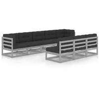 vidaXL 8-tlg Garten-Lounge-Set mit Kissen Grau Kiefer Massivholz Modell 8