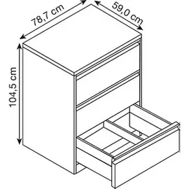 Californian Products CP Hängeregistraturschrank 78,7 x 59,0 x 104,5 cm grau
