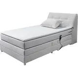 ed exciting design Boxspringbett ED EXCITING DESIGN "Toulouse", grau (hellgrau), B:122cm L:236cm, Komplettbetten, Boxspringbett, inkl. Motor, inkl. Stauraum im Kopfteil