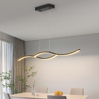 Esstischlampe Modern LED Hängend Leuchte, Welle Design LED Pendelleuchte Dimmbare mit Fernbedienung Esstisch Esszimmer Hängeleuchte Höhenverstellbar Hängelampe für Küche Büro Kronleuchter (Schwarz)