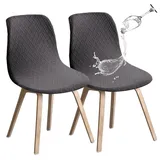 JUNZHE Shell Stuhlhussen, 2er Set Strech Hohen Zurück Stuhlhussen, Abnehmbarer Waschbarer Stühle Schutz, Dekoration Stuhlbezug für Haus, Küche, Esszimmer, Party, Bankett, Hochzeit, Club(Grau)