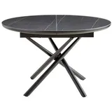 Mid.you Esstisch, Schwarz, Metall, Keramik, Holzwerkstoff, rund, Rundrohr, 120x76x120-160 cm, Bsci, ausziehbar, Esszimmer, Tische, Esstische, Esstische ausziehbar