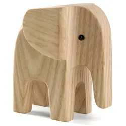 Hochwertige Dekofigur Elefant Esche natur 4 x 7,7 cm