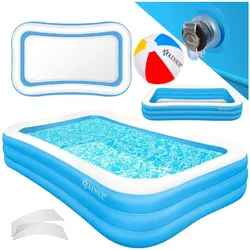 KESSER® Aufblasbarer Pool Familienpool für Kinder und Erwachsene Gartenschwimmbad Familienschwimmbad Sommer Planschbecken Füllmenge Kinderfreundlich Entwässerungslöcher