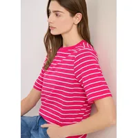 Cecil CECIL, Damen, Gr. XXL (46), beetroot pink, Jersey, Obermaterial: 100% Baumwolle, gestreift, normal, hüftbedeckend, Rundhals, Shirts Rundhalsshirt, Sommershirt im Streifen-Look
