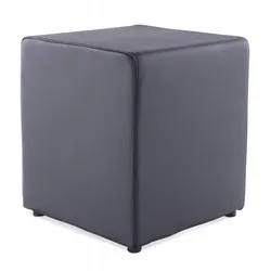 Sitzhocker CUBE aus Synthetik | Moderner Pouf als Sitzgelegenheit und Fußablage | Schwarzer Beistellhocker für Wohnzimmer | Kadima Design