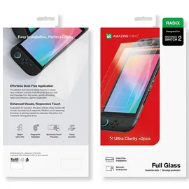 AMAZINGthing Radix Full Glass Screen Protector transparent für Nintendo Switch 2