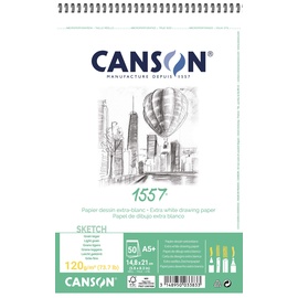 Canson C31412A003 Spiralalbum 15x21 30H JA 1557 fein 180g, papier, weiß, 50 stück