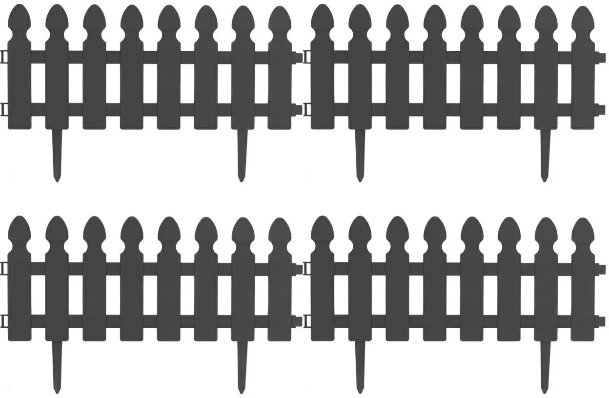 Beetzaun anthrazit - Kunststoff Beetumrandung in Holzoptik - erweiterbar 2m od 4m
