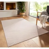 Kurzflor Boho Vintage Teppich waschbar, pflegeleicht geeignet für Wohnzimmer, Schlafzimmer und Kinderzimmer Kinderteppich auch als Badematte Badzimmerteppich Beige abstrakte Wellen 080 cm rund