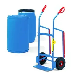 Fasskarre 2081, Luftreifen, Stützrad, Spanngurte, Tragkraft 250kg - blau
