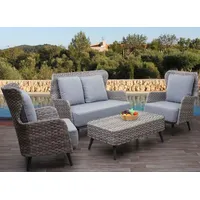 MCW Polyrattan MCW-G53 Lounge-Set 4-tlg. hellgrau