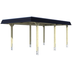 SKANHOLZ Carport »Wendland«, BxT: 362 x 628 cm, Firsthöhe: 243 cm, farbbehandelt - grau