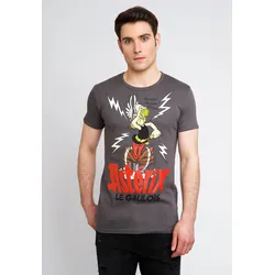 T-Shirt LOGOSHIRT "Asterix Le Gaulois", Herren, Gr. XL, grau, 100% Baumwolle, bedruckt, normal, Rundhals, Shirts T-Shirt, mit Asterix- und Zaubertrank-Print