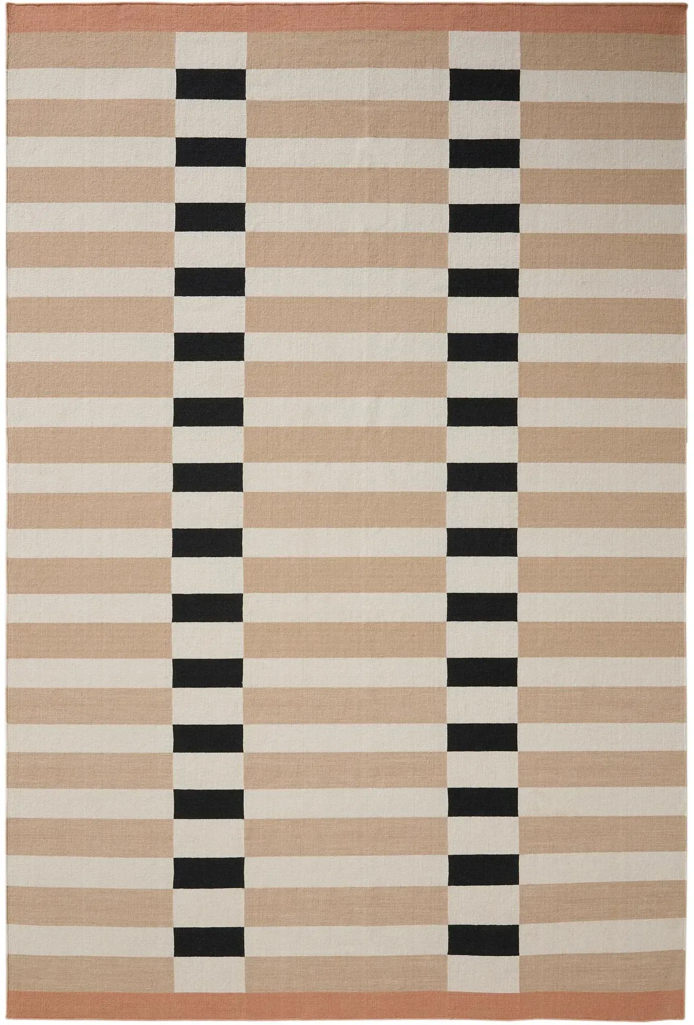 benuta Nest Flachgewebeteppich Judith Beige/Schwarz 120x170 cm - Moderner Kurzflor-Teppich für Wohnzimmer
