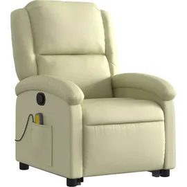 vidaXL Massagesessel mit Aufstehhilfe Echtleder 86,5 x 99,5 x 0 cm Creme