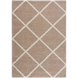 Hochflor-Teppich SANAT "Madrid", beige, B:160cm H:30mm L:230cm, Kunstfaser, Teppiche, Wohnzimmer, Langflor, Shaggy Teppich