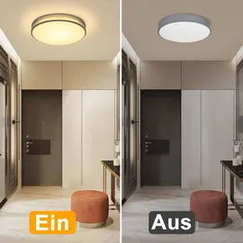 GBLY ZMH Deckenleuchte Schlafzimmer - Rund Stoff Schlafzimmerlampe 12W Warmweiß 3000K Wohnzimmerlampe mit Stoffschirm für Küche Flur