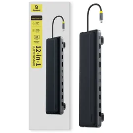 Baseus Hub 12-in-1 Dockingstation Mit Usb-c, Hdmi, Displayport, Usb-a, Sd/microsd, Rj45 Und Pd – Grau