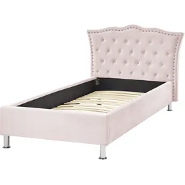 Beliani Bett Metz 90 x 200 cm Textil rosa