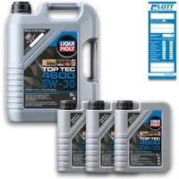 8 Liter Liqui Moly Motorenöl Motoröl Top Tec 4600 5W-30 Motorenoel Oil Ö 3756