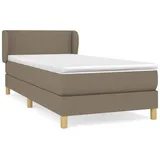 vidaXL Boxspringbett mit Matratze Taupe 90x200 cm Stoff