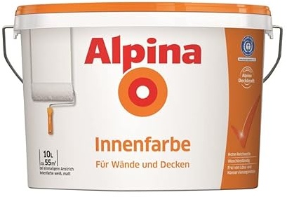 Alpina 5 L. &10 L. weiße Wandfarben für Innen, verschiedene Eigenschaften (10 Liter, Alpina Innenfarbe - für Wände & Decken)