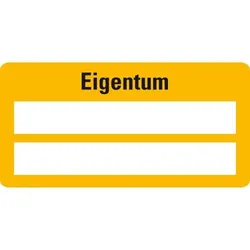 Aufkleber I Inventaretikett Eigentum, gelb, Dokumentenfolie, selbstklebend, 60x30mm, 9/Bogen