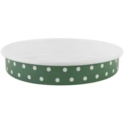 Sallys Emaille Ofenform - Ø32 cm - gepunktet - Olivgrün gepunktet