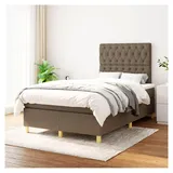 Lattenrost mit Matratze, Taupe, 120 x 200 cm, Stoff, Plattformbett, mit Lattenhalter, einfache Montage, für Schlafzimmer, Erwachsene