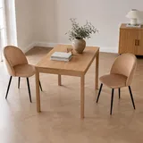 Dmora Stinson-Stuhl Samt beige 2er Set