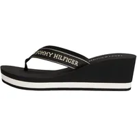 Tommy Hilfiger Damen Flip Flops Summer Sandal mit Keilabsatz, Schwarz (Black), 42