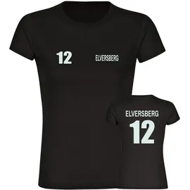 multifanshop Damen T-Shirt - Elversberg - Trikot Nummer 12 - Druck weiß - Frauen