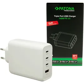 PATONA Premium GaN PD140W Adapter 3xUSB-C 1xA weiß