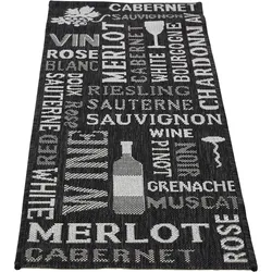 Küchenläufer »Arizona Wein«, rechteckig, 5 mm Höhe, Flachgewebe, Motiv Wein, mit Schriftzug, Küche, Outdoor geeignet, 53450541-0 anthrazit 5 mm