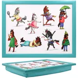 The Leonardo Collection Finola Knietablett mit Sitzsack zum Servieren von Gerichten, schöne Knietabletts zum Essen auf dem Schoß zum Abendessen oder zum Atmen, neu gestaltete Lebensmitteltabletts für