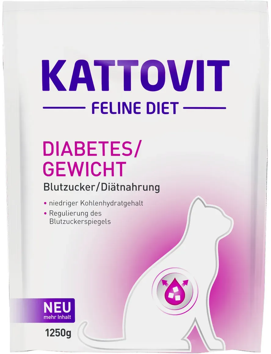 KATTOVIT Feline Diabetes/Gewicht Katzentrockenfutter Diätnahrung 1,25 Kilogramm