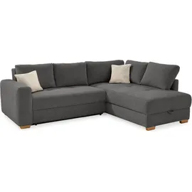 luma-home Eckcouch Cord 2-Sitzer Dunkelgrau