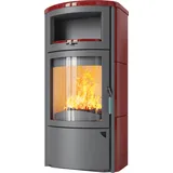 Kaminofen HARK 44 GT FlameKat 7 kW - Ofenkacheln: Bordeaux-Rot - Korpus: titan