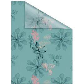 Lichtblick Fensterfolie selbstklebend, Sichtschutz, Aqua Floral - blau B/L: ca. 100x180 cm