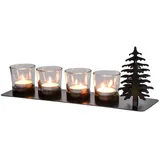 Marrakesch Adventskranz länglich Kerzenhalter aus Metall 35cm lang - Weihnachtsdeko kerzenleiste Modern inklusive Windlichter aus Glas Jaminto