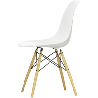 Vitra - Eames Plastic Side Chair DSW, Ahorn gelblich / weiß (Kunststoffgleiter weiß)