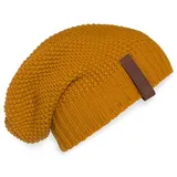 Knit Factory - Coco Mütze - Strickmütze für Damen und Herren - Slouch Beanie - Wintermütze mit Wolle - Hochwertige Qualität - Ocker - Einheitsgröße