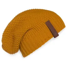 Knit Factory - Coco Mütze - Strickmütze für Damen und Herren - Slouch Beanie - Wintermütze mit Wolle - Hochwertige Qualität - Ocker - Einheitsgröße