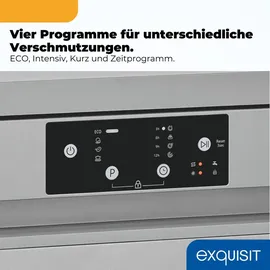 Exquisit GSP59114-451D Geschirrspüler (freistehend, 598 mm, Silber)